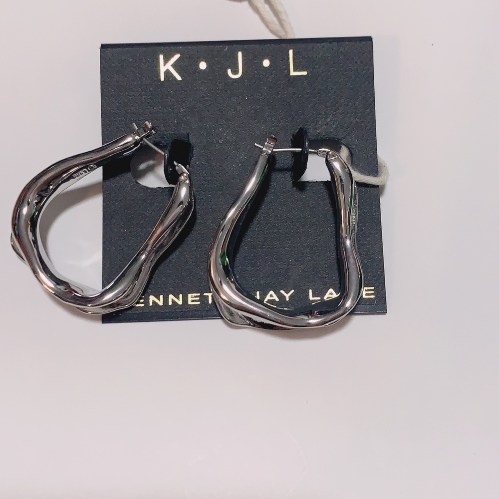 KENNETH JAY LANE Silver-tone Lane Link Hoop earrings